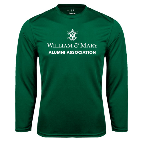  Dark Green Performance Long Sleeve Shirt - Alumni Association Stacked