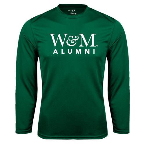  Dark Green Performance Long Sleeve Shirt - W&M Alumni