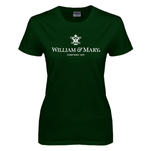  Womens Dark Green Short Sleeve Tee - Chartered Logo