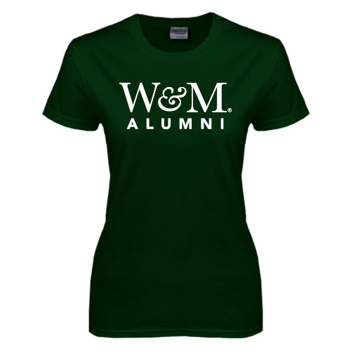  Womens Dark Green Short Sleeve Tee - W&M Alumni