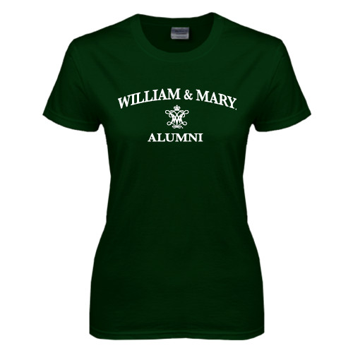  Womens Dark Green Short Sleeve Tee - Arched Academic William & Mary Alumni