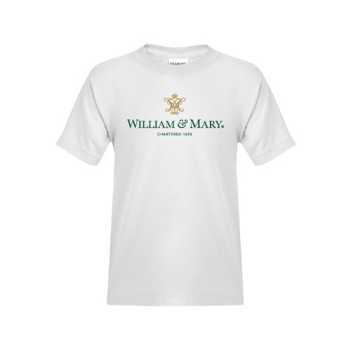  Youth White T Shirt - Chartered Logo