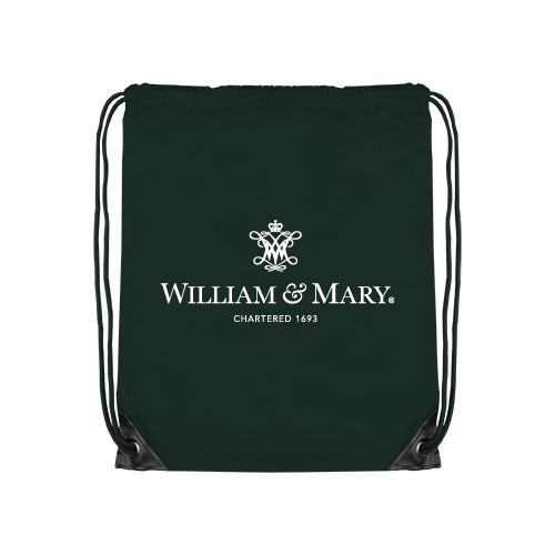  Dark Green Drawstring Backpack - Chartered Logo