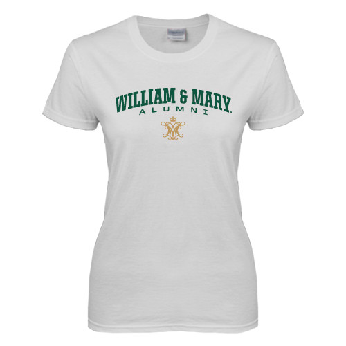  Womens White Short Sleeve Tee - Arched Collegiate William & Mary Alumni