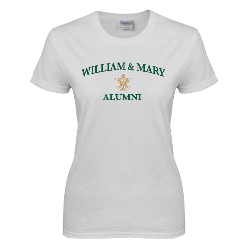  Womens White Short Sleeve Tee - Arched Academic William & Mary Alumni