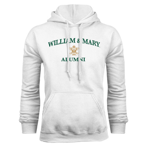  White Fleece Hoodie - Arched Academic William & Mary Alumni
