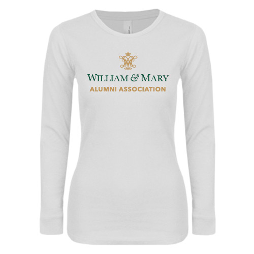  Womens White Long Sleeve V Neck Tee - Alumni Association Stacked