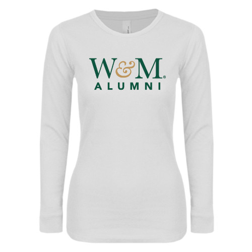  Womens White Long Sleeve V Neck Tee - W&M Alumni