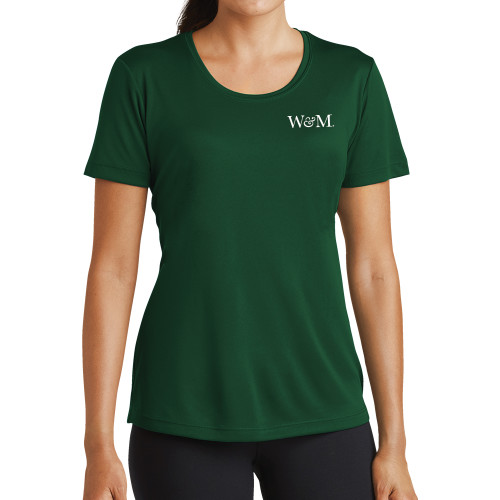  Womens Dark Green Performance Short Sleeve Tee - W&M