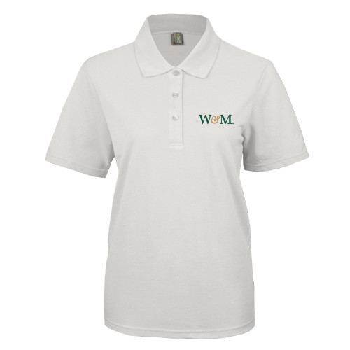  Womens Silk Touch White Pique Polo - W&M