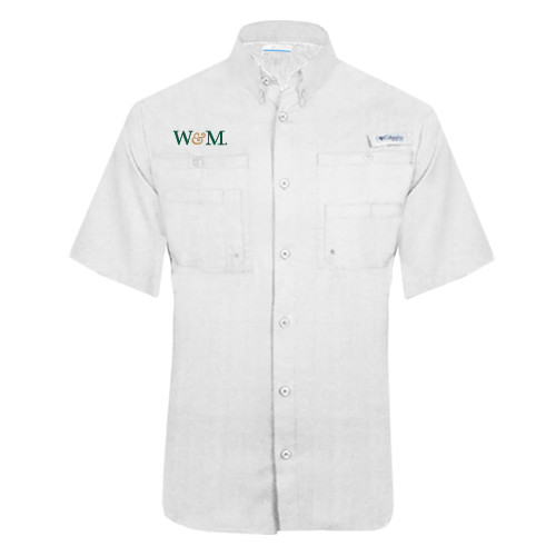  Columbia White Tamiami Performance Short Sleeve Shirt - W&M