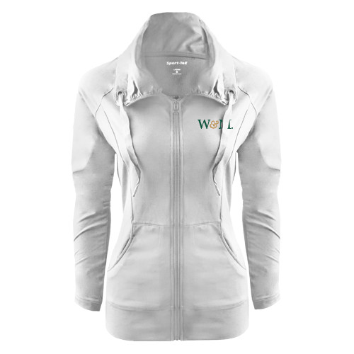  Womens White Sport Wick Stretch Full Zip Jacket - W&M