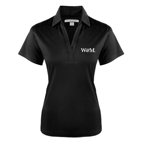  Womens Black Performance Fine Jacquard Polo - W&M