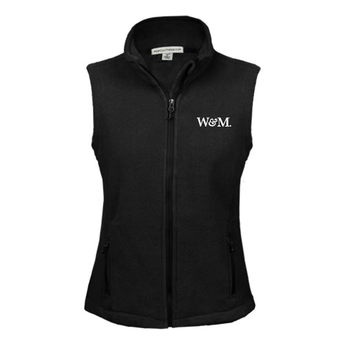  Womens Black Fleece Full Zip Vest - W&M