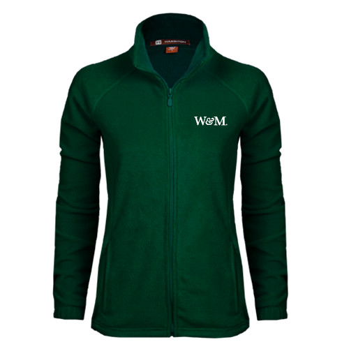  Womens Dark Green Fleece Full Zip Jacket - W&M