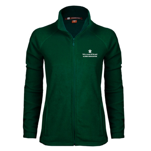  Womens Dark Green Fleece Full Zip Jacket - Alumni Association Stacked