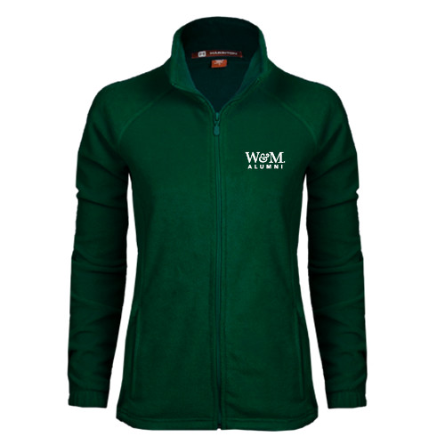  Womens Dark Green Fleece Full Zip Jacket - W&M Alumni