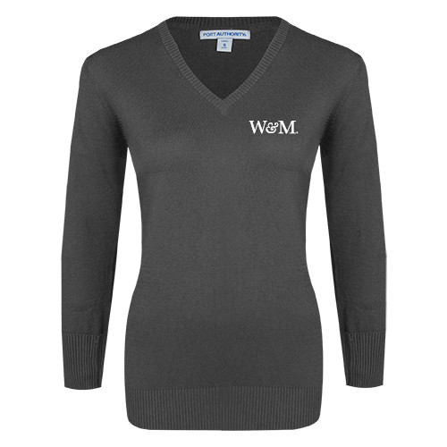  Womens Charcoal Heather VNeck Sweater - W&M
