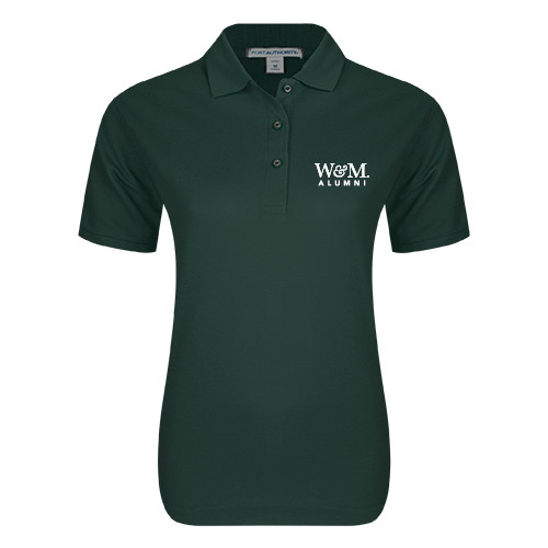  Womens Silk Touch Dark Green Pique Polo - W&M Alumni