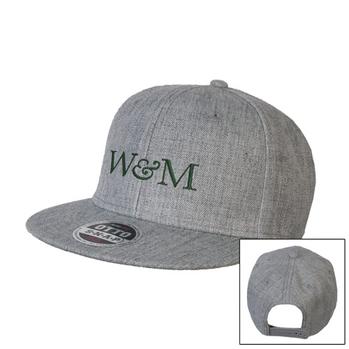  Heather Grey Wool Blend Flat Bill Snapback Hat - W&M
