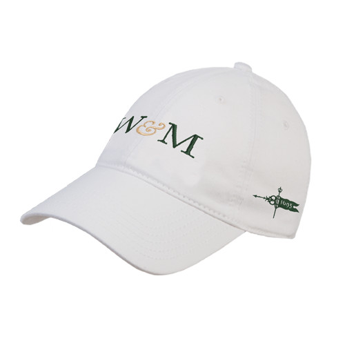  White Unstructured Adjustable Low Profile Hat - W&M