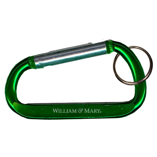  Green Carabiner with Split Ring - William & Mary Engraved
