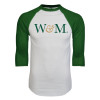 Thumbnail image for  White/Dark Green Raglan Baseball T Shirt