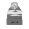 Thumbnail image for  Grey/White Two Tone Knit Pom Beanie w/Cuff