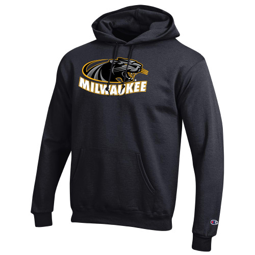  Champion Black Fleece Hoodie - University of Wisconsin Milwaukee Panther Head Primary Mark