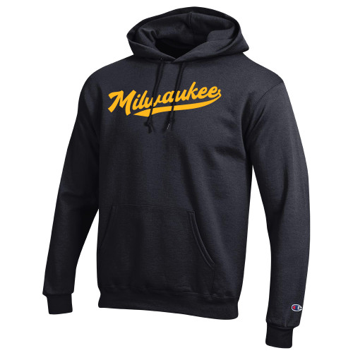  Champion Black Fleece Hoodie - Milwaukee Script Logo
