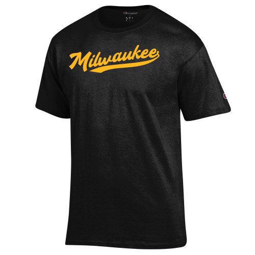  Champion Black T Shirt - Milwaukee Script Logo