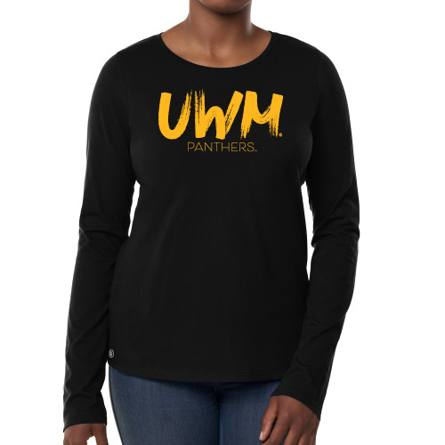  Fall Rush Ladies Black Long Sleeve Tee - MKE Brush Stroke Panthers