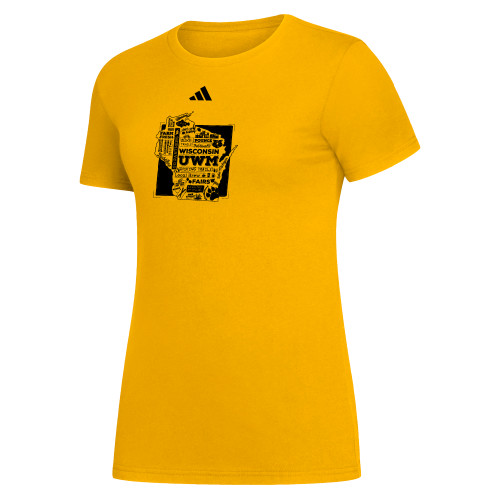  Adidas Womens Collegiate Gold Fresh Tee - UWM State Fair Wisconsin State Design
