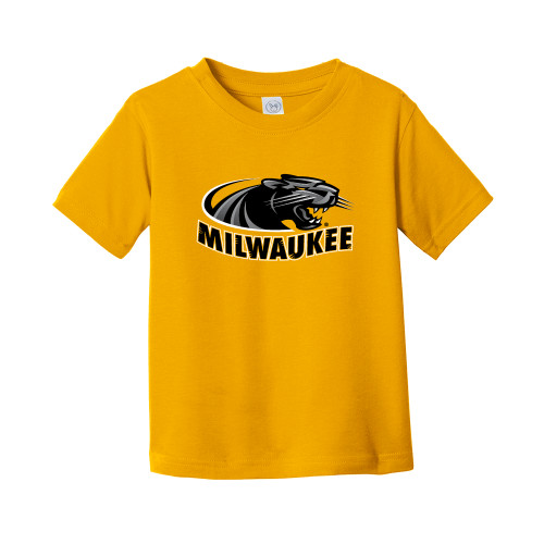  Toddler Gold T Shirt - University of Wisconsin Milwaukee Panther Head Primary Mark