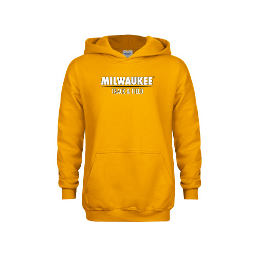  Youth Gold Fleece Hoodie - UW Milwaukee Track and Field