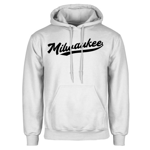  White Fleece Hoodie - Milwaukee Script Logo