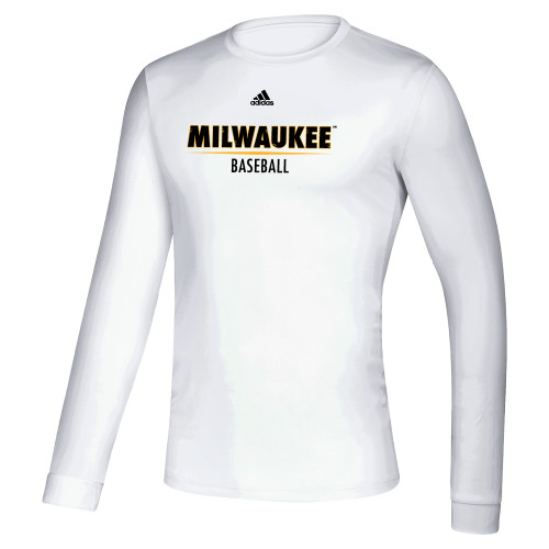  Adidas White Creator Performance Long Sleeve Tee - Adidas - UW Milwaukee Baseball
