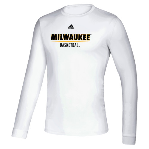  Adidas White Creator Performance Long Sleeve Tee - Adidas - UW Milwaukee Basketball