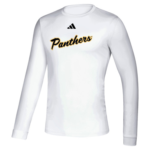  Adidas White Creator Performance Long Sleeve Tee - UW Milwaukee Panthers Script Design