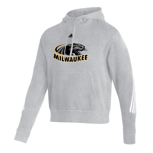  Adidas Medium Grey Heather Pullover Hood - Adidas - University of Wisconsin Milwaukee Panther Head Primary Mark