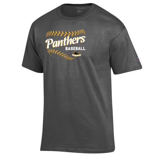  Champion Granite Heather T Shirt - UW Milwaukee Panthers Baseball Design