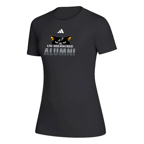  Adidas Womens Black Creator Performance Tee - UW Milwaukee Top Half Panther Face Alumni