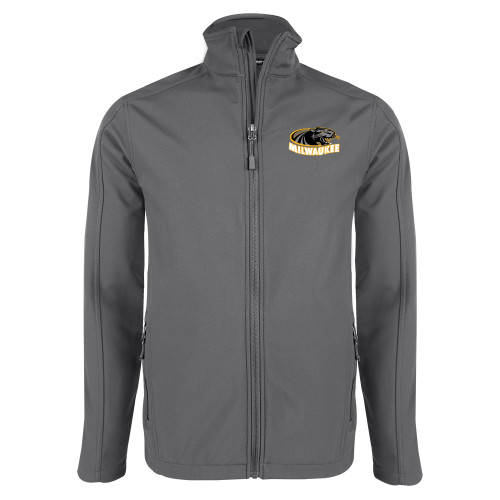  Charcoal Softshell Jacket - University of Wisconsin Milwaukee Panther Head Primary Mark