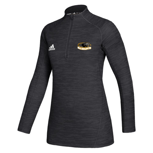  Adidas Womens Black Game Mode 1/4 Zip - University of Wisconsin Milwaukee Panther Head Primary Mark