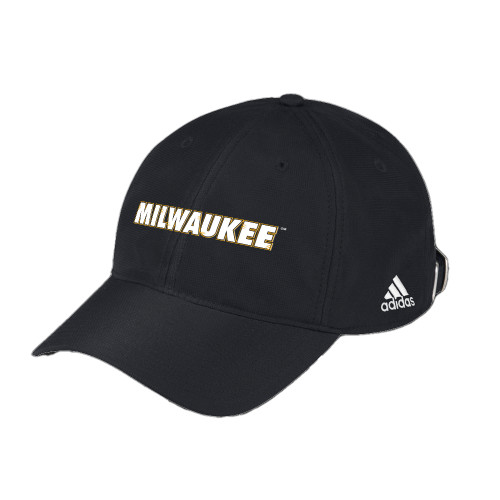  Adidas Black Performance Slouch Hat - University of Wisconsin Milwaukee Wordmark Flat