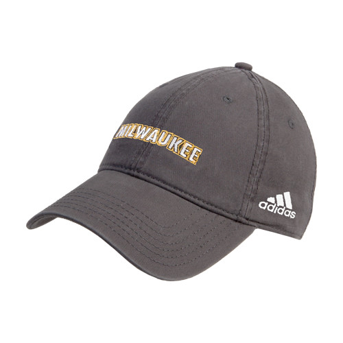 Adidas Onix Adjustable Washed Slouch - University of Wisconsin Milwaukee Wordmark Flat