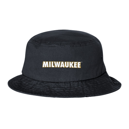  Sportsman Black Bucket Hat - University of Wisconsin Milwaukee Wordmark Flat