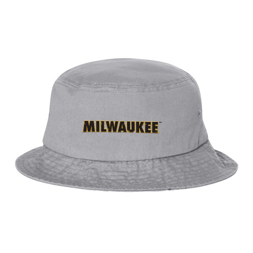 Sportsman Grey Bucket Hat - University of Wisconsin Milwaukee Wordmark Flat