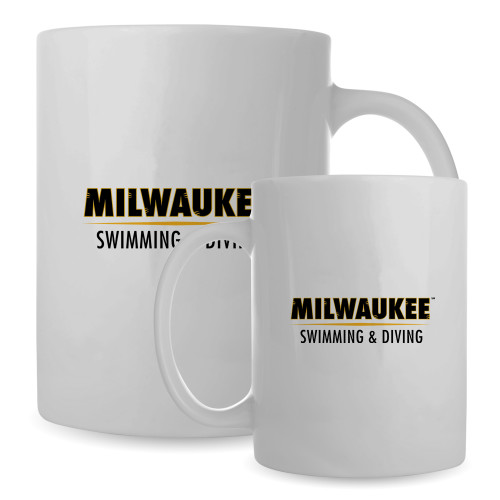  Full Color White Mug 15oz - UW Milwaukee Swimming and Diving