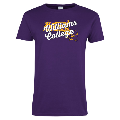 Womens Purple Short Sleeve Tee - MA Eph Cow Pattern
